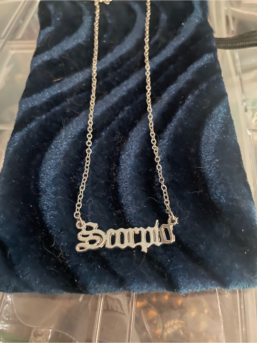 Scorpio Script Necklace - Silver Zodiac Pendant